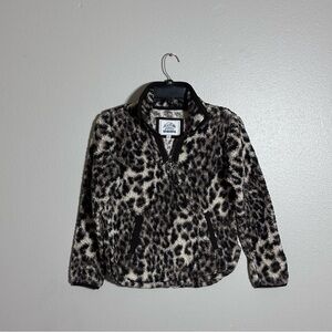 Cuddly Sherpa Girls Brown Leopard Print Kids Fleece Jacket Pullover‎ size 10/12